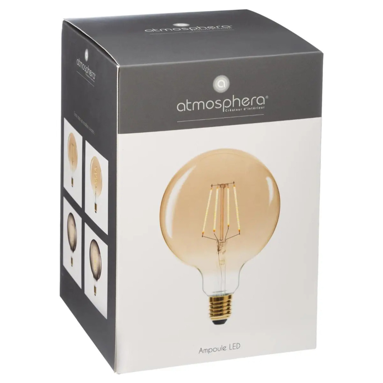 Ampoule LED "Globe" ambrée - filament droit E27 D13 cm