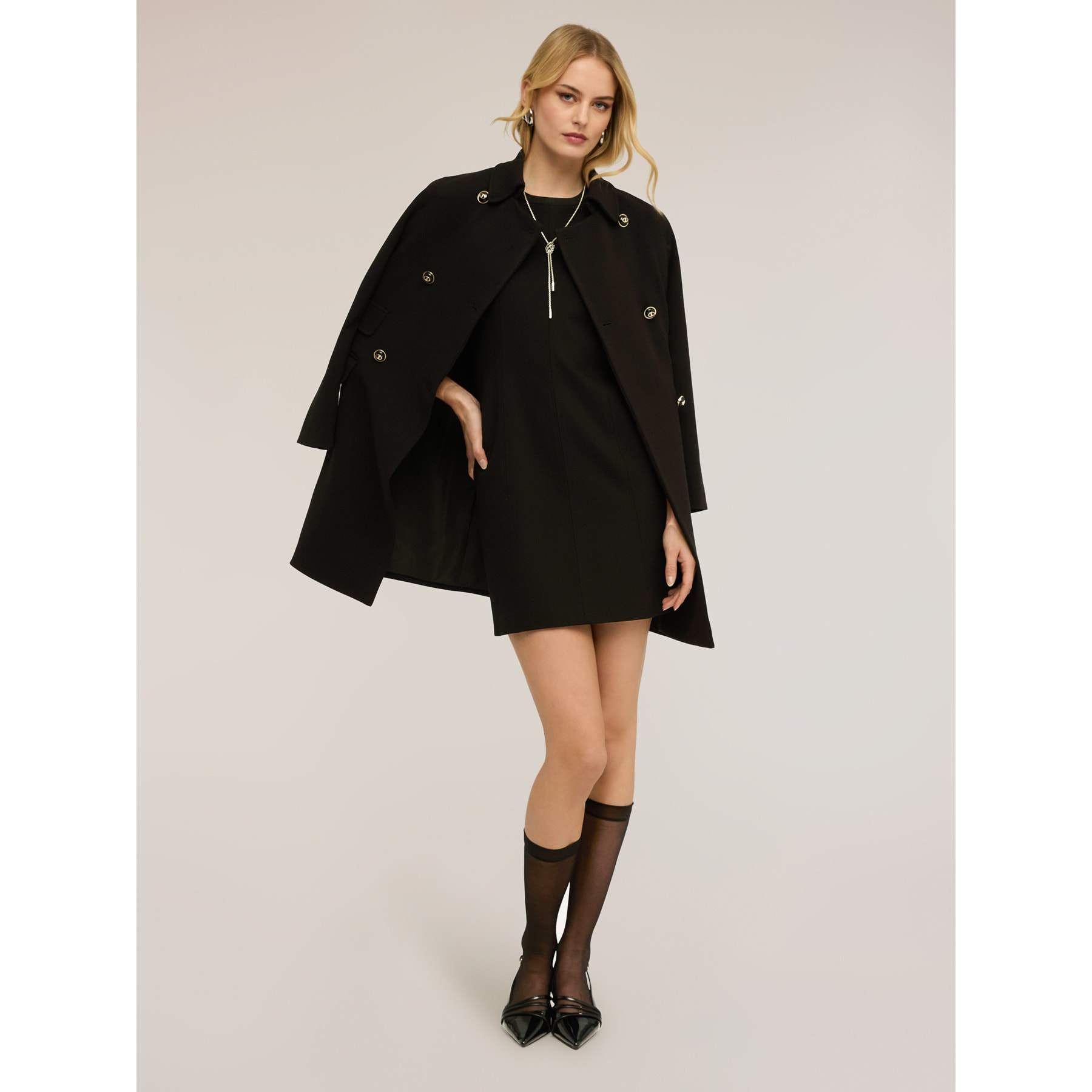 Motivi - Cappotto doppiopetto in poliviscosa - Nero