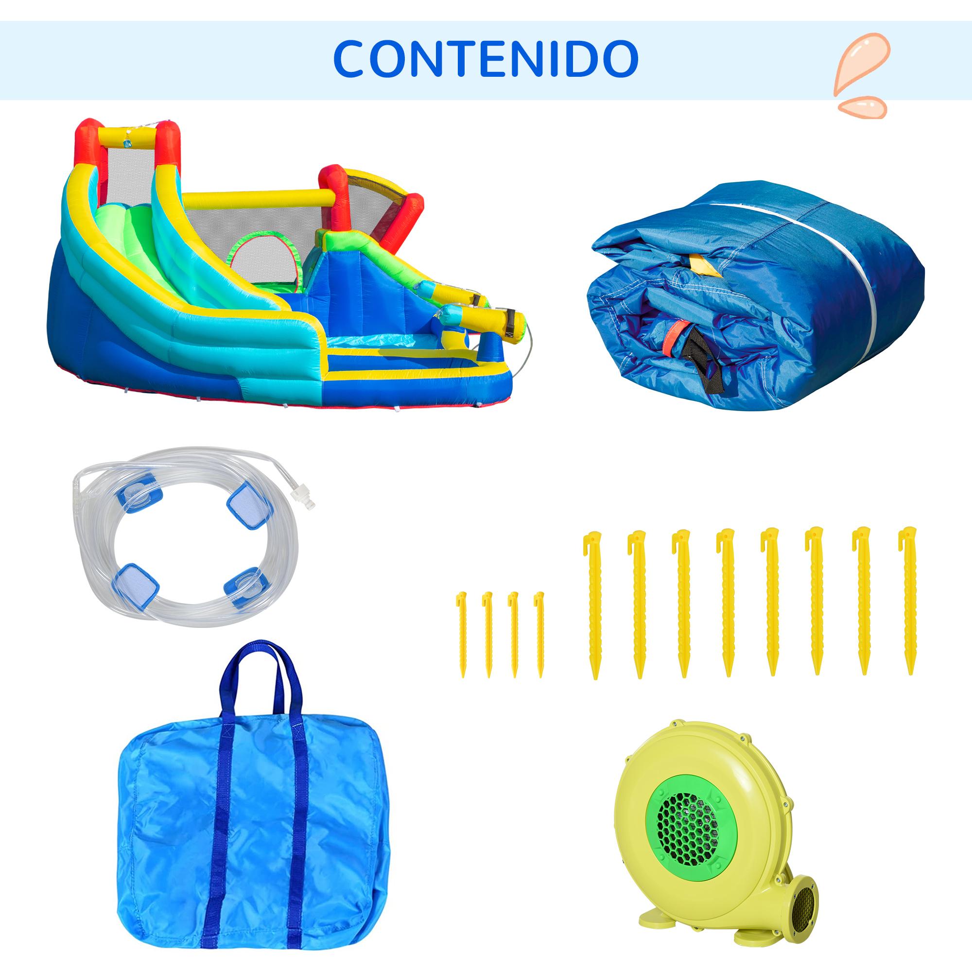 Castillo Hinchable con 2 Toboganes Cama de Salto y Piscina +3 Años 385x365x200cm