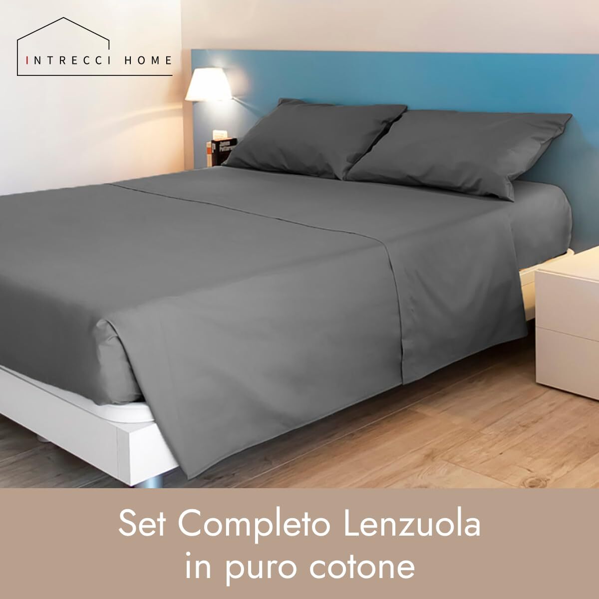 Completo lenzuola in cotone - Grigio
