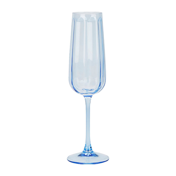 Lot de 4 flûtes en verre 24cl bleues RIVIERA