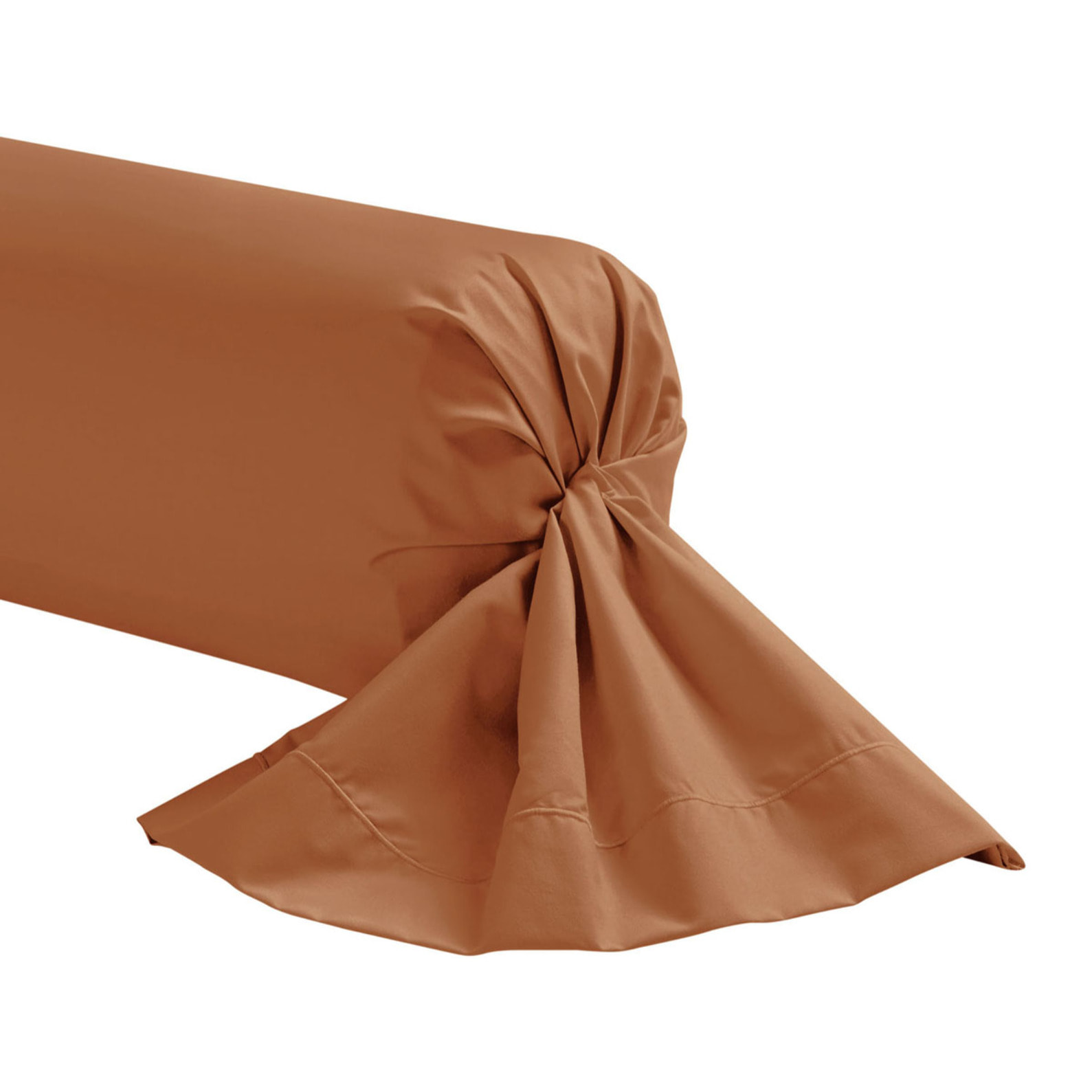 Taie de traversin unie en percale de coton, ROYAL LINE, Orange