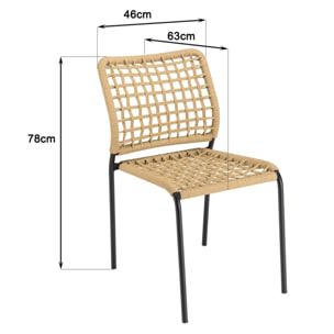 VIANNEY - Lot de 2 chaises de jardin en cordage tressé beige