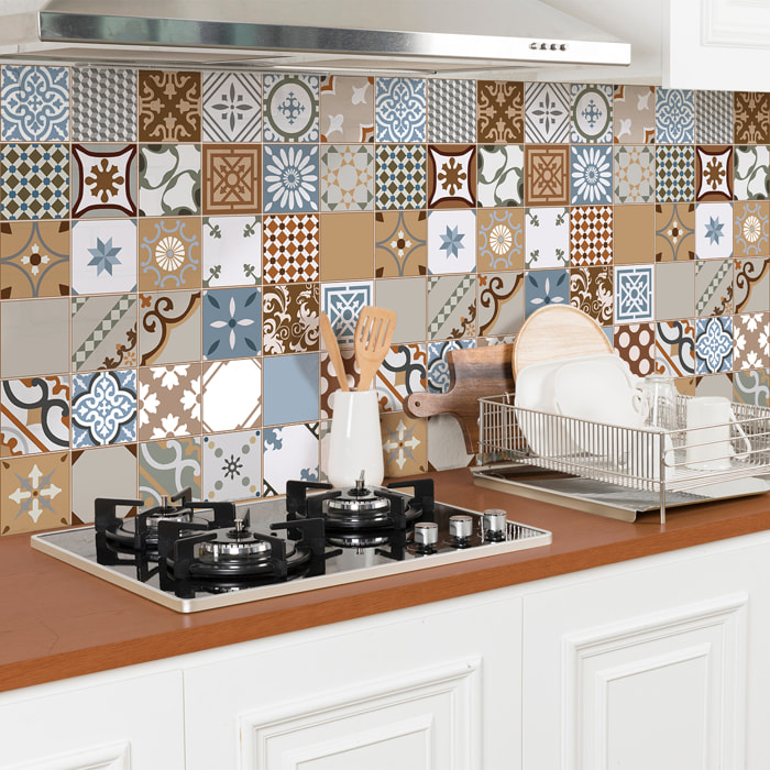 Stickers muraux - Sticker Mural Carrelage adhésif Cuisine Salle de Bain - 24 STICKERS CARRELAGES AZULEJOS YERKO
