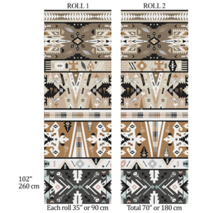 Carta da Parati Azteca Tribale effetto Tappeto Bianca e Nera
