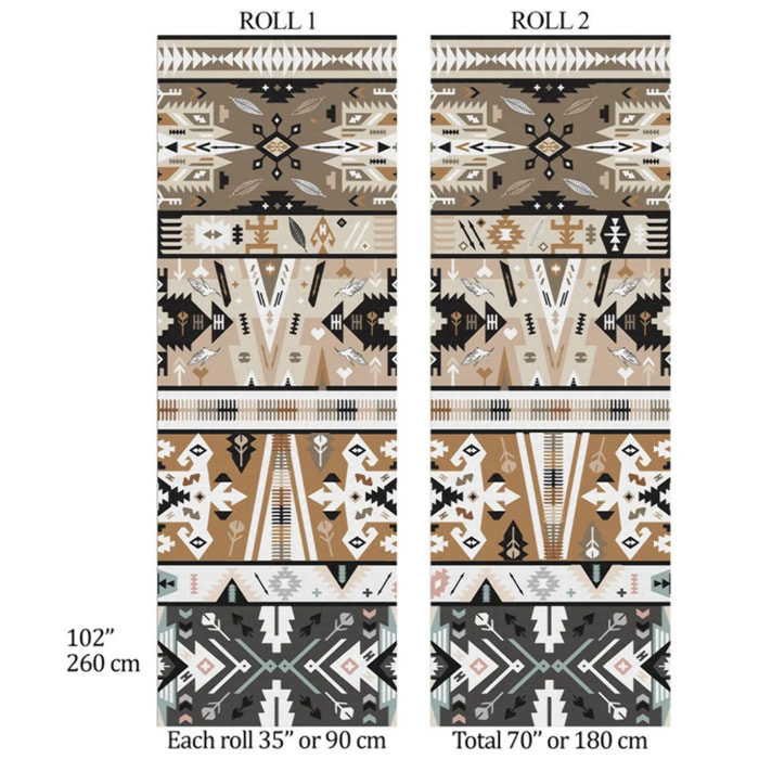 Carta da Parati Azteca Tribale effetto Tappeto Bianca e Nera