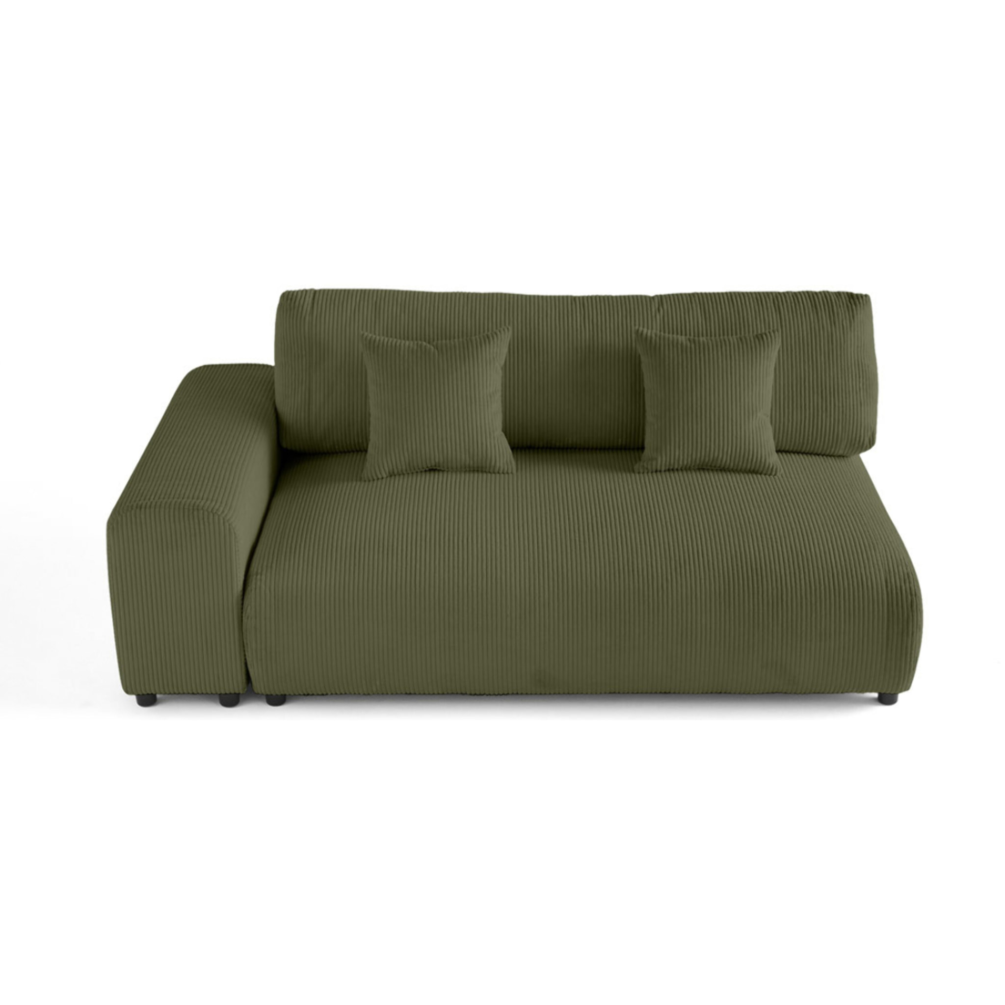 Garance - module d'assise 3 places avec accoudoir gauche - en velours côtelé - Vert