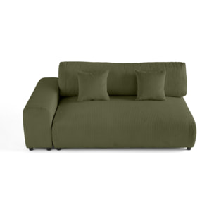 Garance - module d'assise 3 places avec accoudoir gauche - en velours côtelé - Vert
