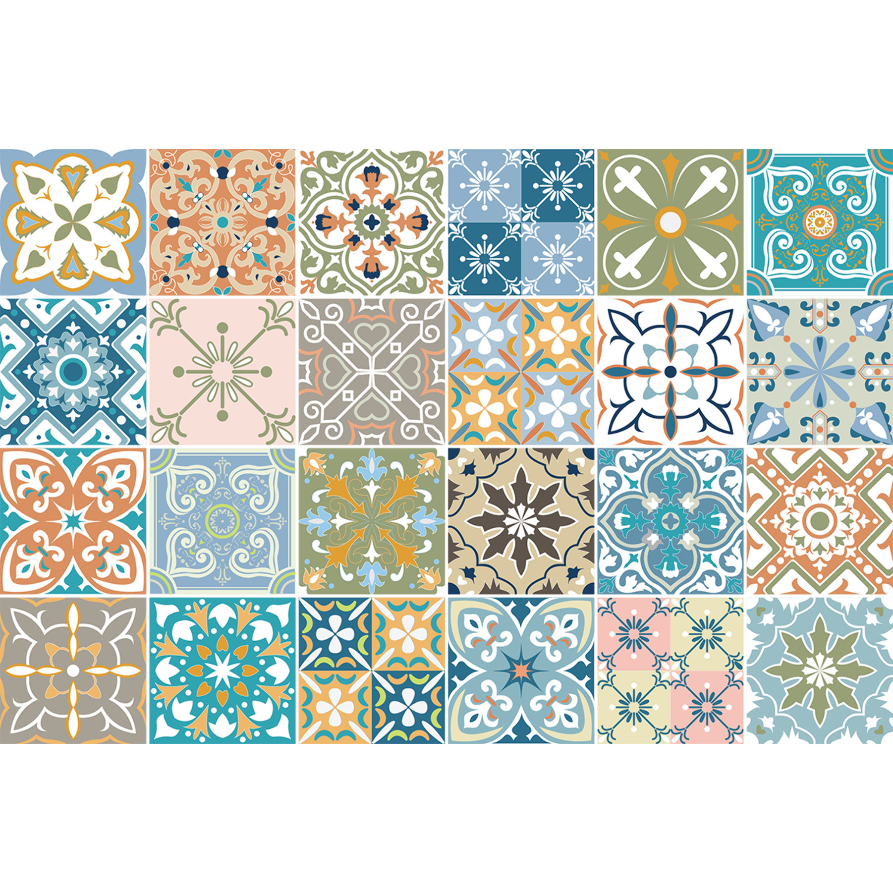 Stickers muraux - Sticker Mural Carrelage adhésif Cuisine Salle de Bain - 24 STICKERS CARREAUX DE CIMENT AZULEJOS RIFIATIO