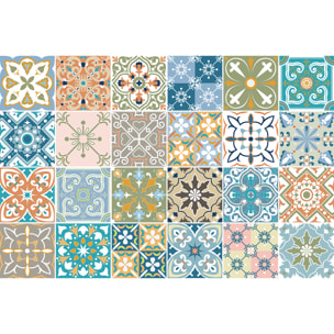 Stickers muraux - Sticker Mural Carrelage adhésif Cuisine Salle de Bain - 24 STICKERS CARREAUX DE CIMENT AZULEJOS RIFIATIO