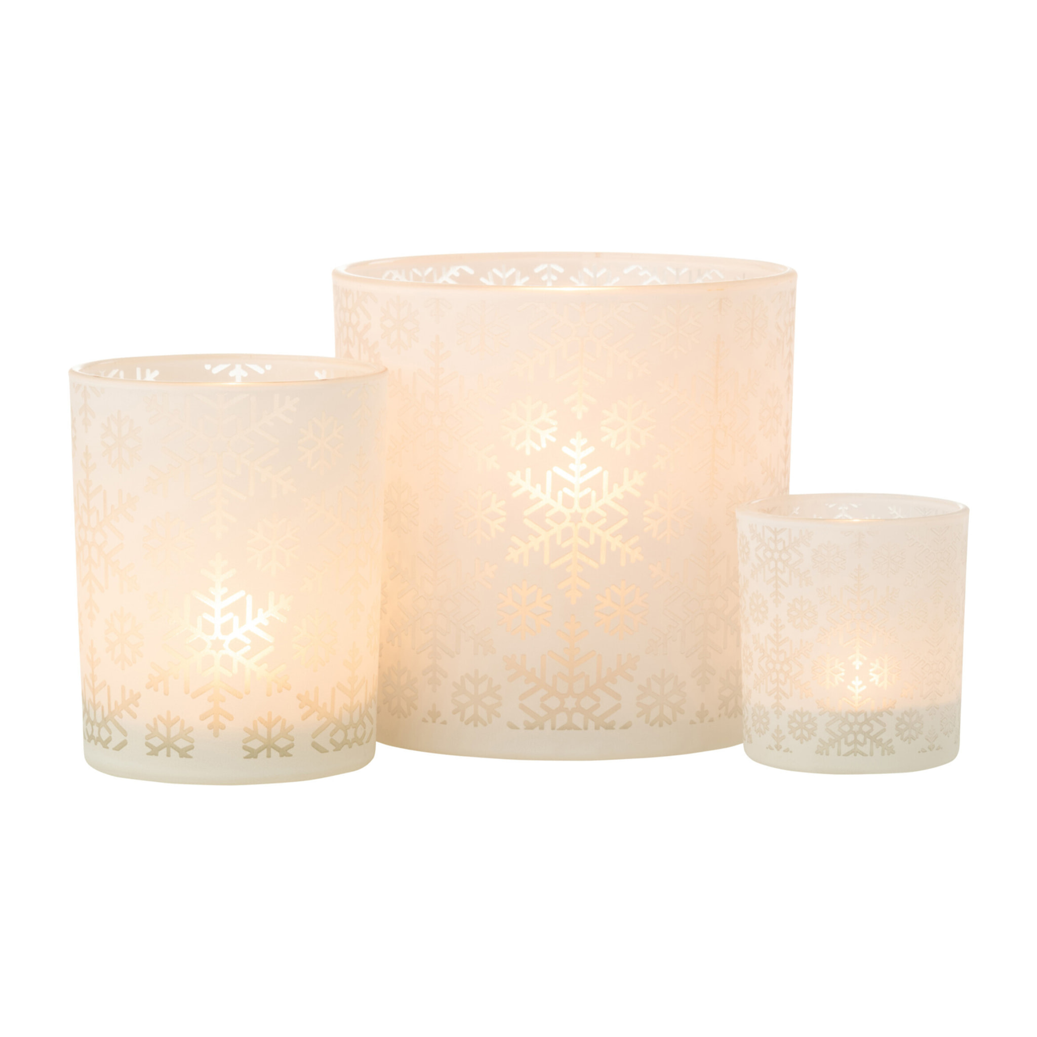 J-Line photophore Neige - verre - blanc - large