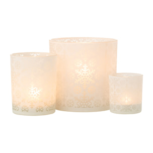 J-Line photophore Neige - verre - blanc - large