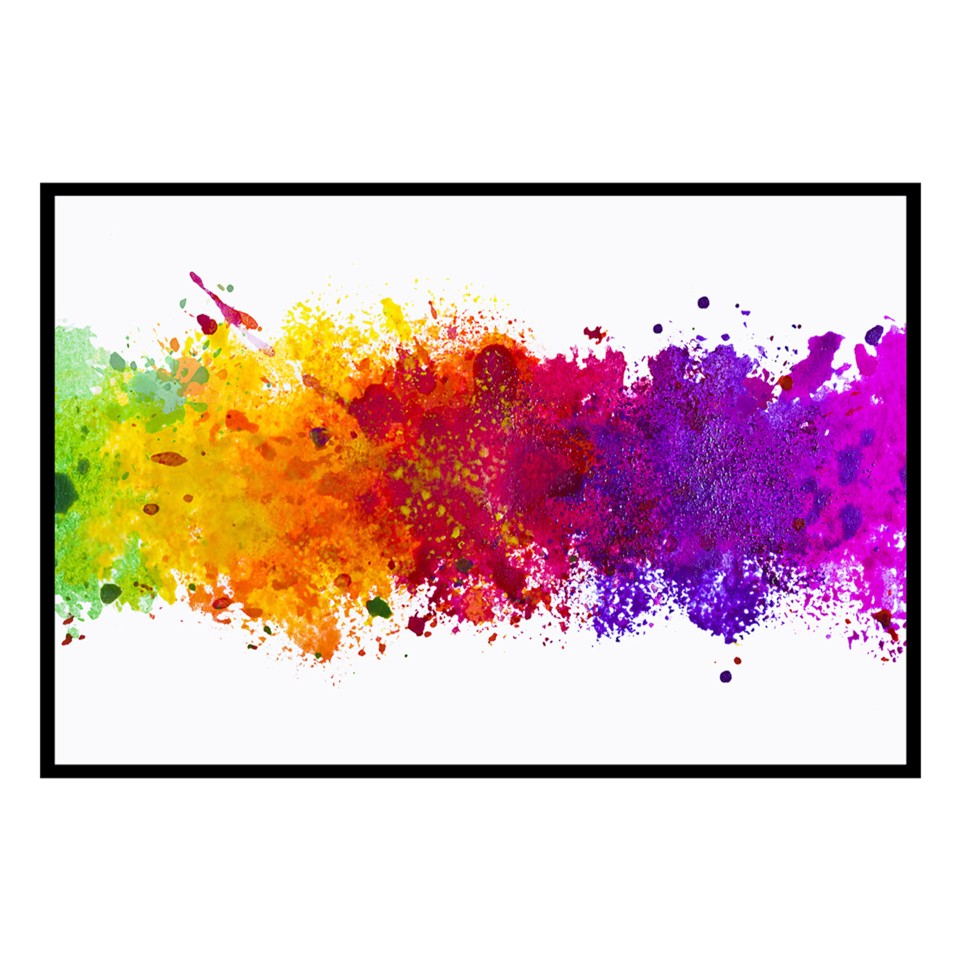 Affiche encadrée explosion de couleurs abstraites Affiche + cadre en métal - Noir