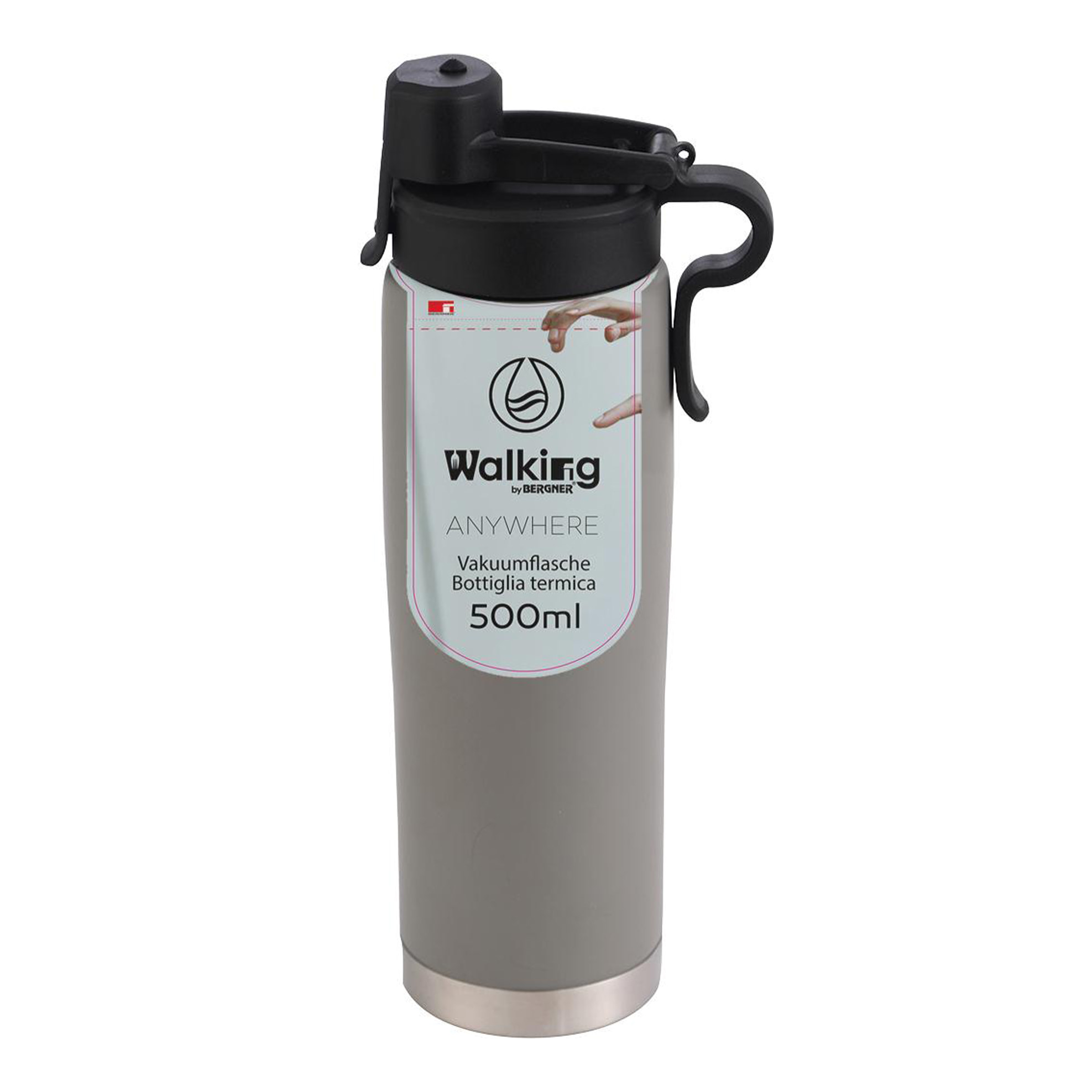 Botella termo 500ml gris Walking anywhere- Bergner