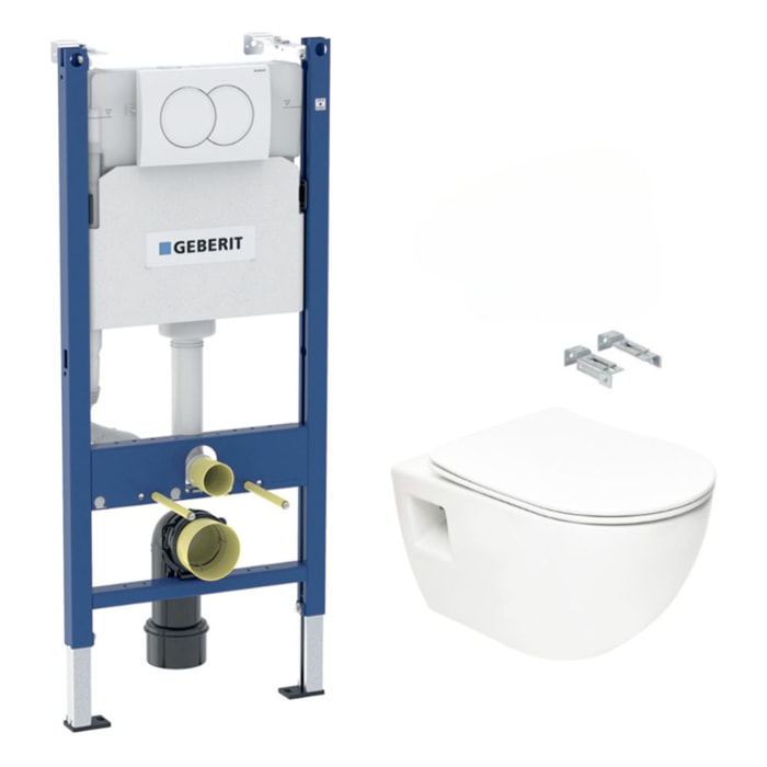 Pack WC Bâti-support Duofix  + WC sans bride SAT + Abattant SoftClose + Plaque Blanche