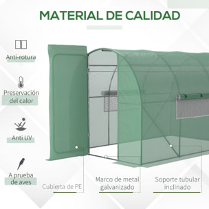 Invernadero de Túnel 3x2x2 m con Puerta y Ventanas Función de Drenaje Invernadero de Jardín Grande con Cubierta de PE y Metal Galvanizado para Cultivos Plantas Verduras Verde