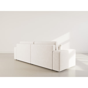 Nicole - Canapé droit 4 places convertible avec coffre en tissu - Beige