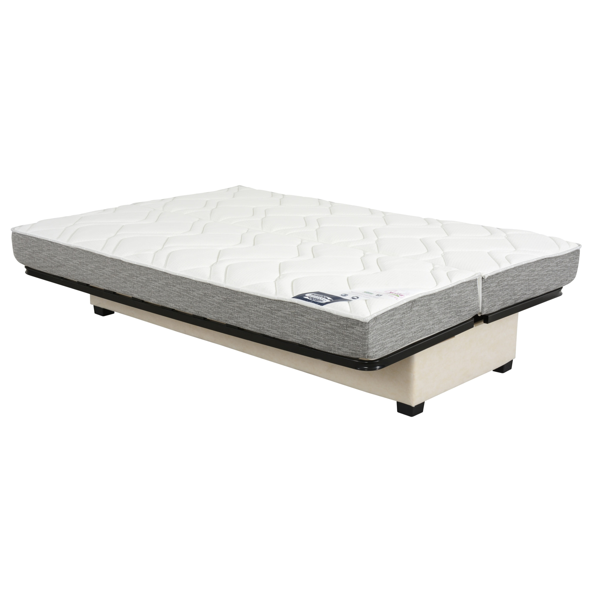 Banquette CC WASHINGTON 130x190, matelas Simmons, coton noir