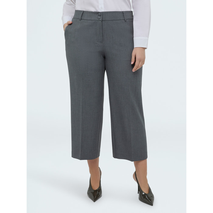 Fiorella Rubino - Pantaloni Cropped in tessuto melange - Grigio