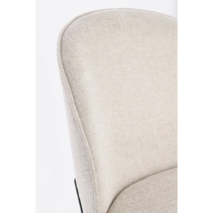 Set di sedie WENDY in tessuto beige e gambe acciaio nere