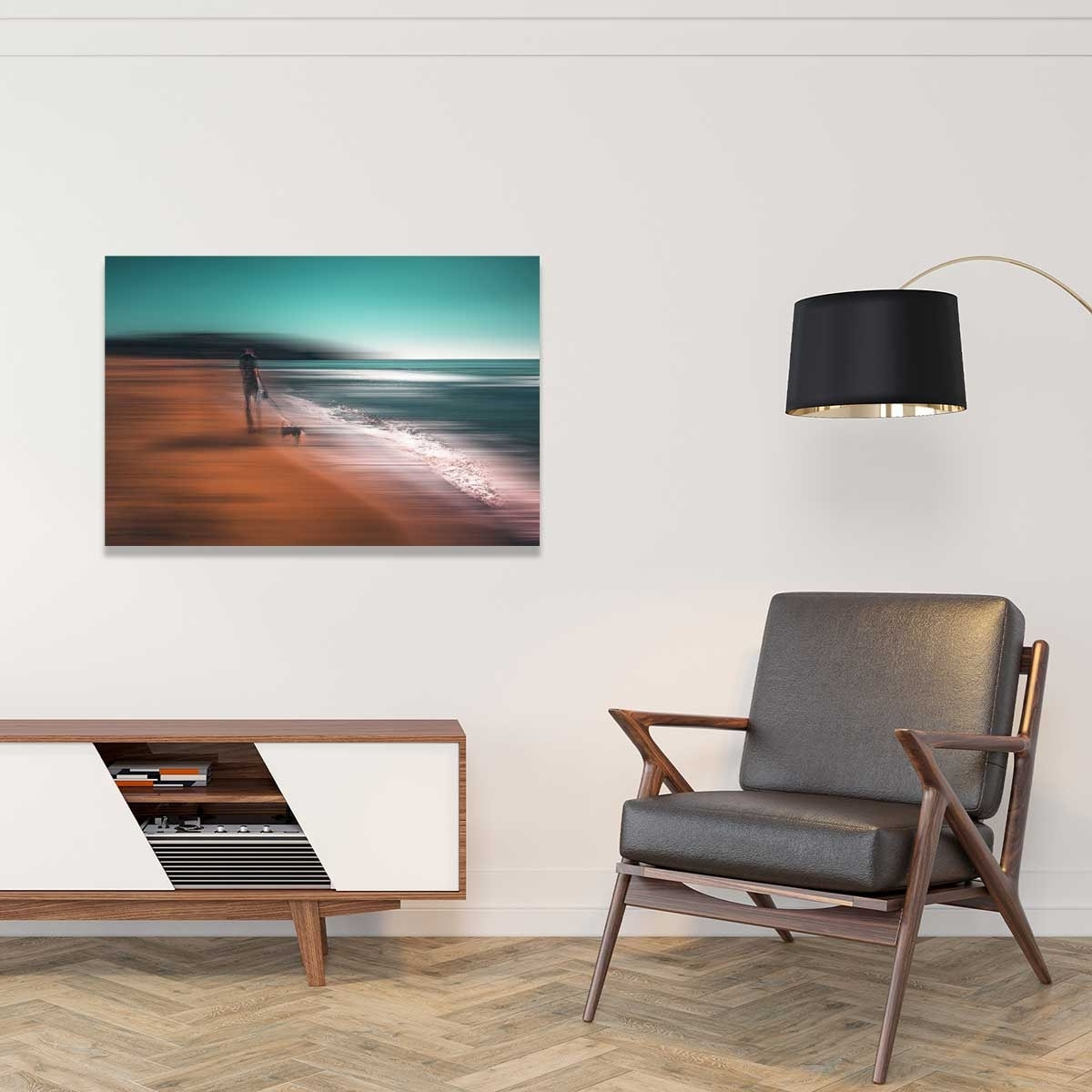 Tableau balade au bord de l'eau Toile imprimée