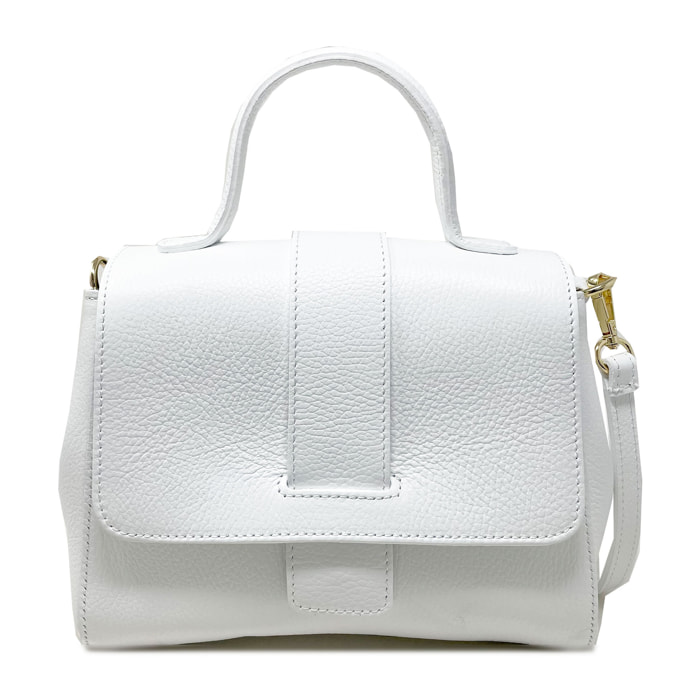 Chicca Borse - Borsa a Mano Donna in Vera Pelle - Colore Bianco