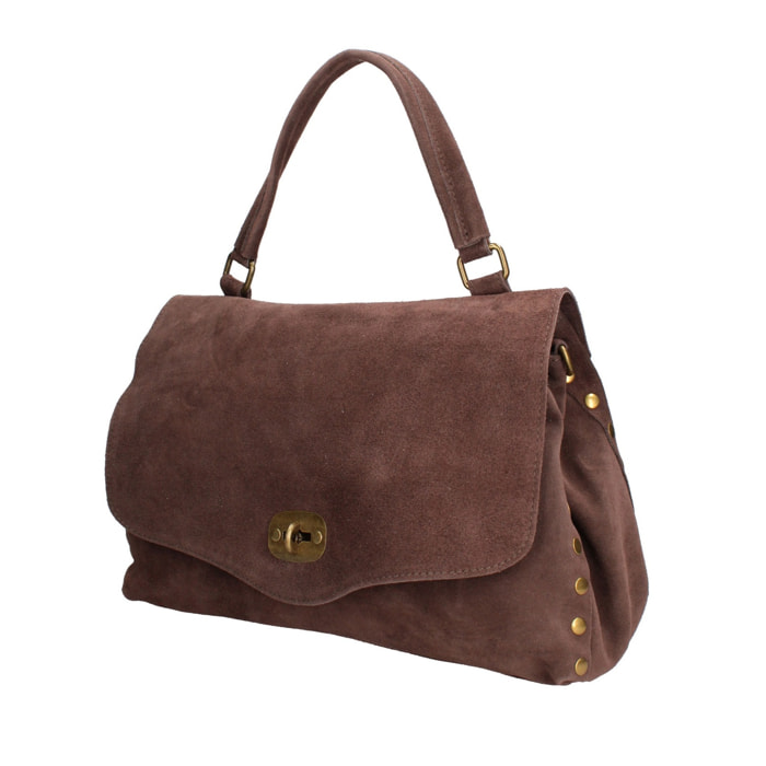 Borsa a mano da donna Made in Italy - Modello Zelia Elite - Pelle scamosciata - 37.0 x 22.0 x 15.0 cm