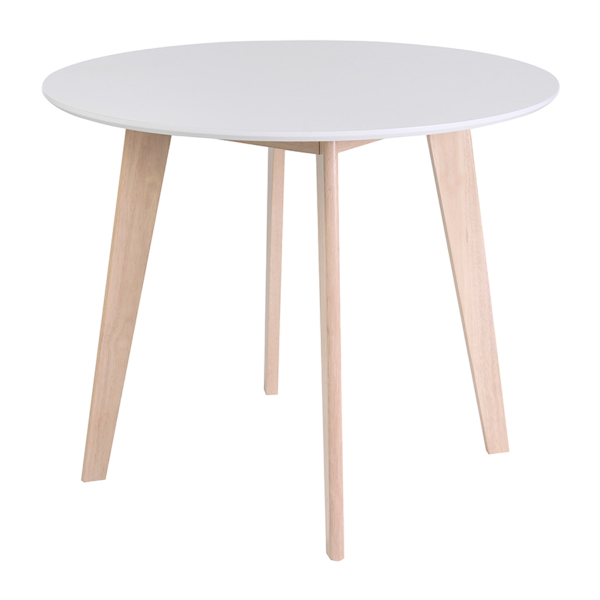 Table scandinave ronde blanc et bois D100 cm LEENA