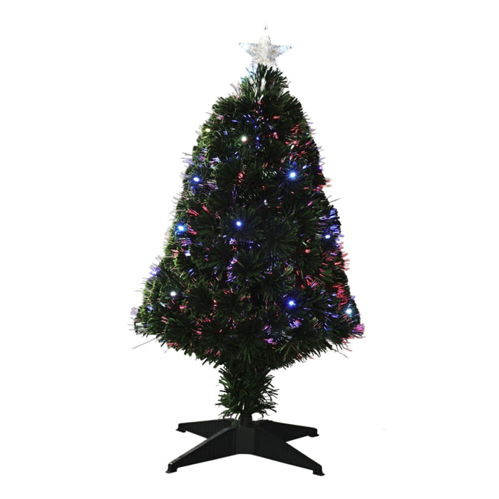 Árbol de navidad de fibra óptica con 20 luces led multicolor con estrella 43x43x90cm
