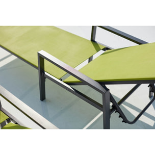 Lot de 2 transats en aluminium gris foncé et vert SITGES