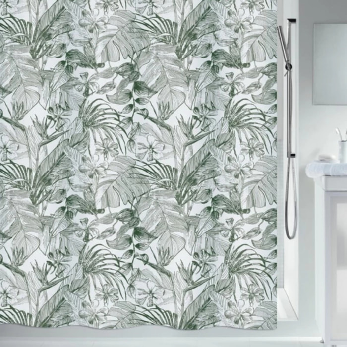 Rideau de douche Polyester TROPIC 180x200cm Vert & Blanc Spirella