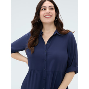 Fiorella Rubino - Vestido largo camisero en viscosa - Azul