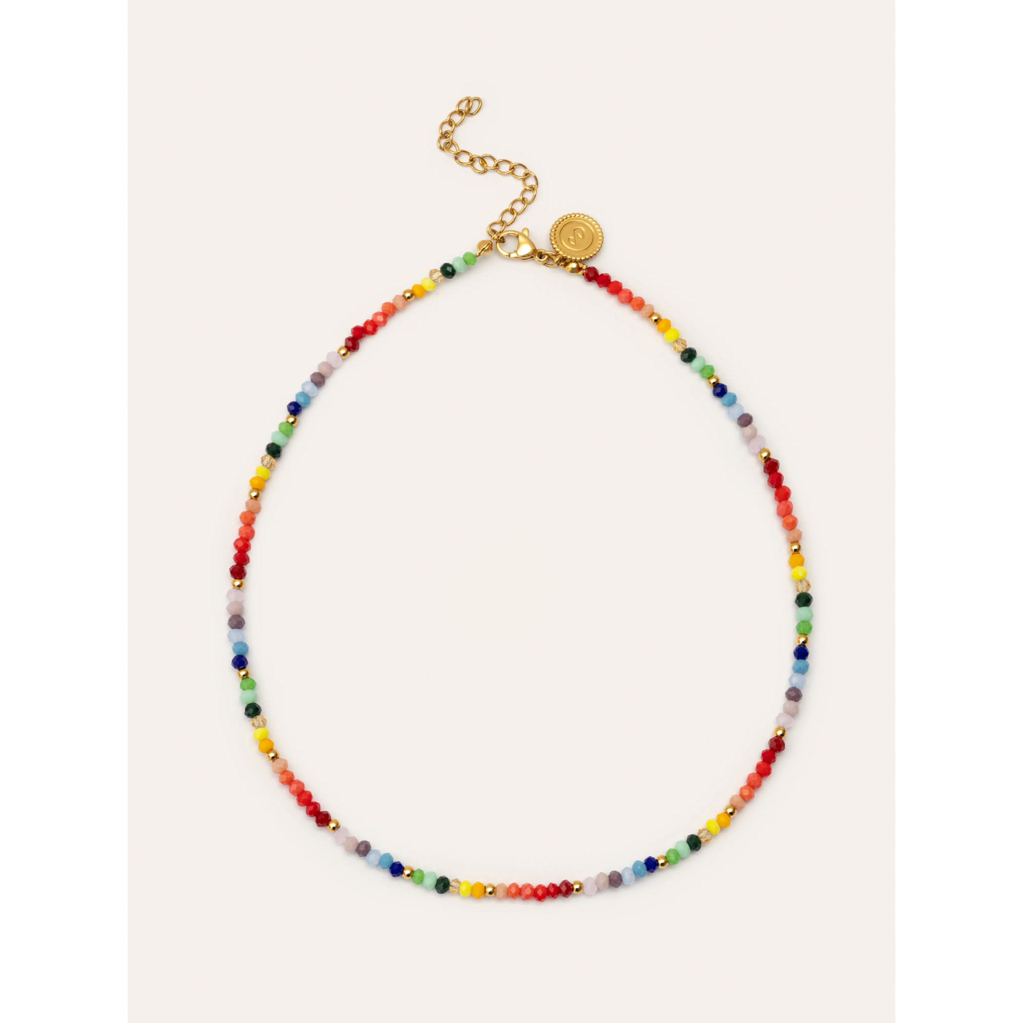 Collar Crystals Rainbow Acero Baño Oro