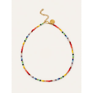 Collar Crystals Rainbow Acero Baño Oro