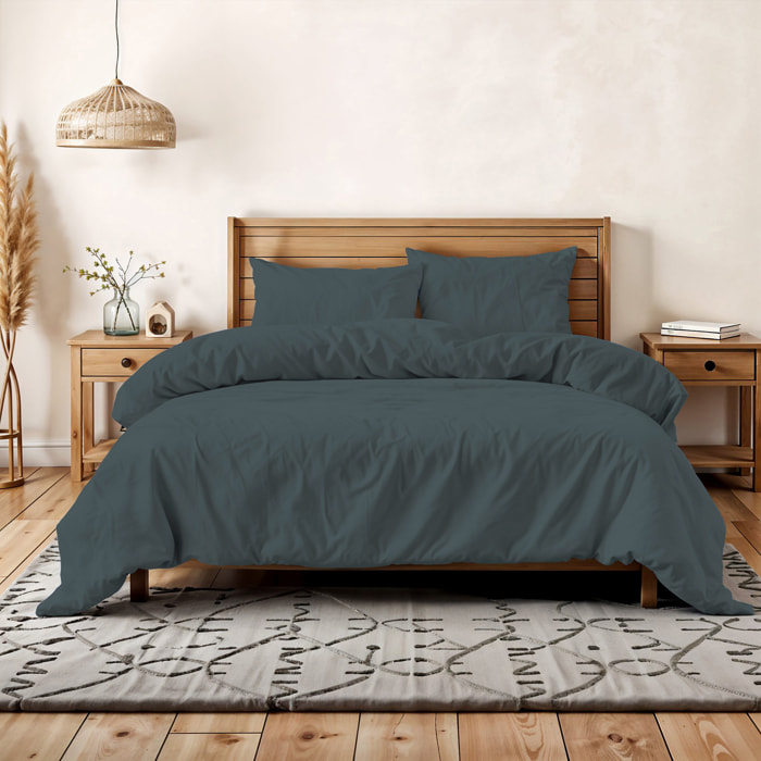 PARURE COPRIPIUMINO WATER WASHED, 100% Microfibra, No Stiro - SALVIA