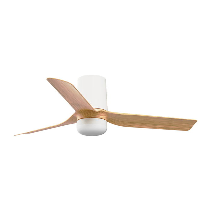 MINI PUNT TUB S LED Ventilateur de plafond blanc/bois clair TUYA