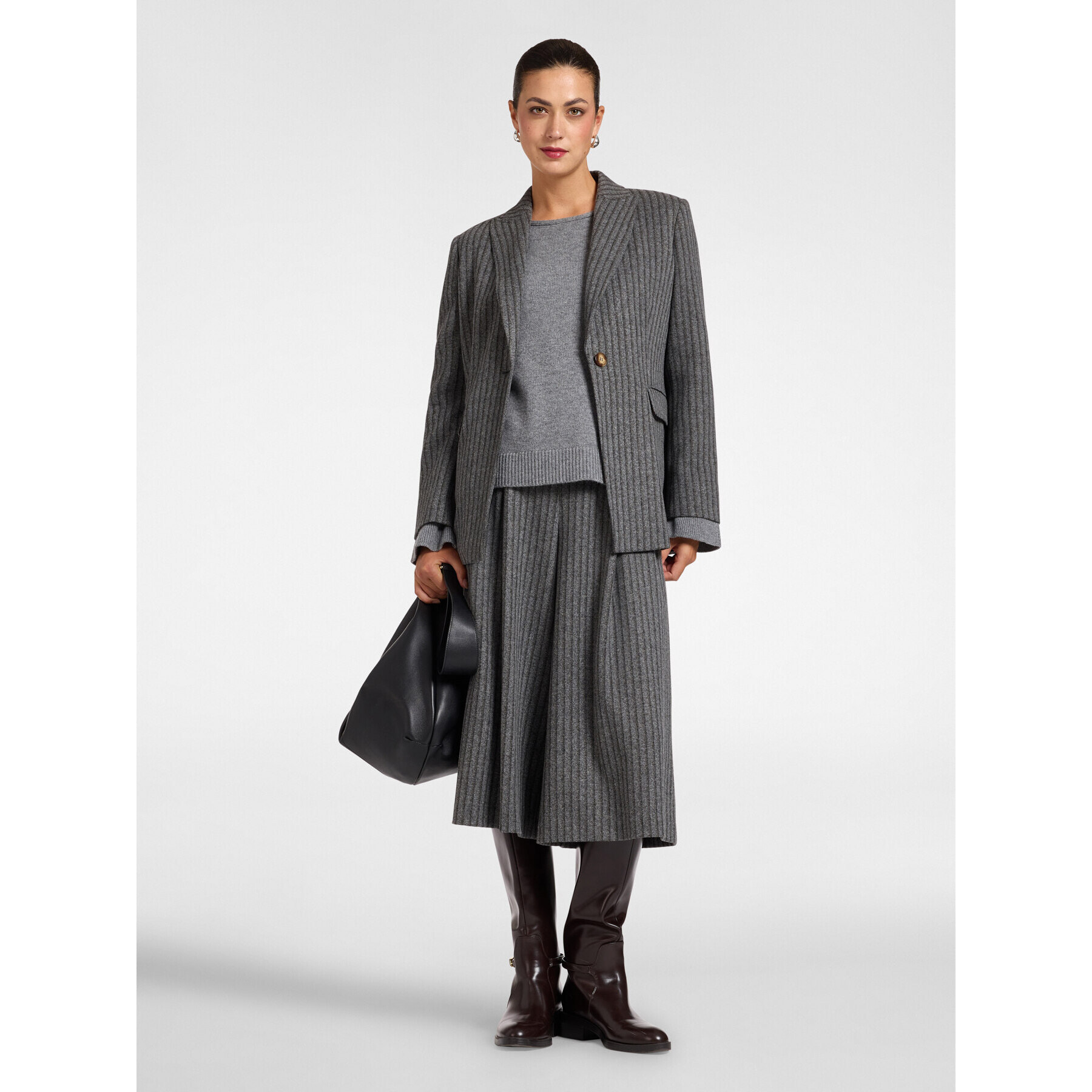 Elena Mirò - Pantalones cropped de rayas jacquard - Gris