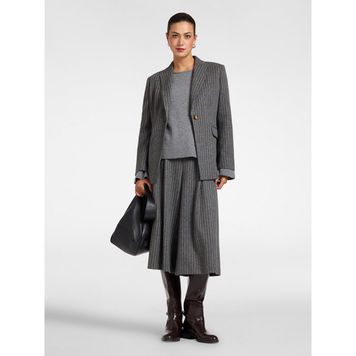 Elena Mirò - Pantalones cropped de rayas jacquard - Gris