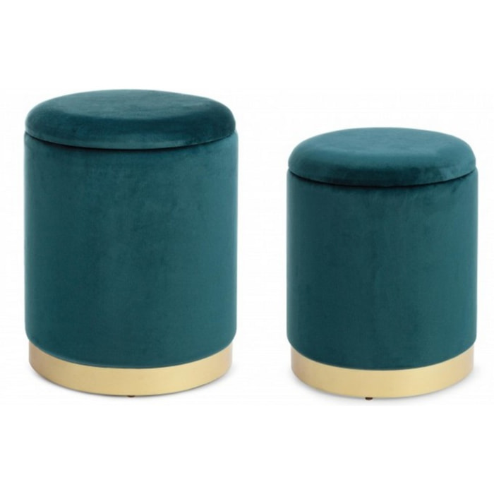 Set di 2 pouf POLINA contenitore in velluto verde