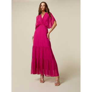 Oltre - Vestido largo en voile mezcla de seda - Fuchsia