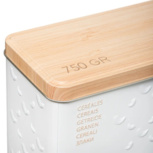 Boîte à céréales 750g métal "Scandinave Nature" blanc