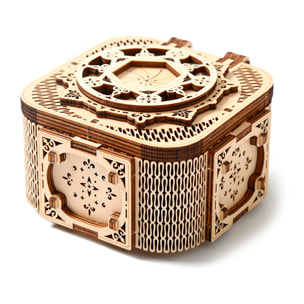 Maqueta de Madera 3D, diseño de Caja de música con movimiento mecánico. 68 piezas.