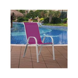 Fauteuil jardin Textilène "Cordoba" - Phoenix - Rose - Lot de 4