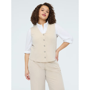 Fiorella Rubino - Chaleco con botones joya - Beige