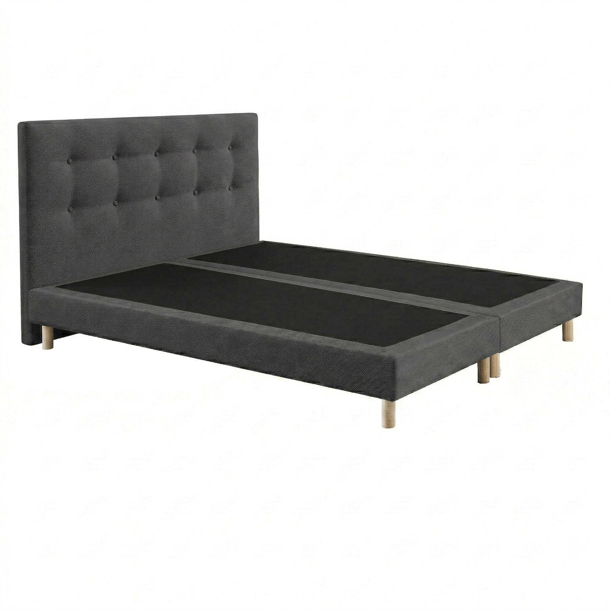 Sommier + tête de lit gris foncé