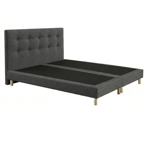 Sommier + tête de lit gris foncé
