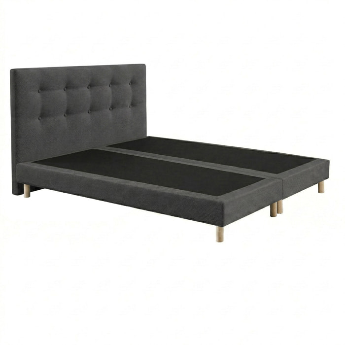 Sommier + tête de lit gris foncé