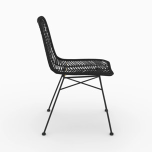 Lot de 2 chaises en rotin et pieds en métal noir - Tamara