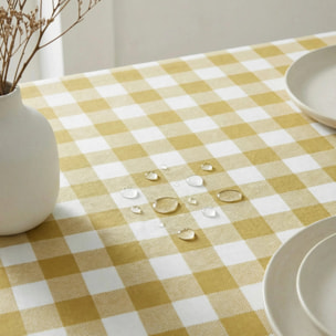 Nappe antitache au toucher tissu imperméable Carreaux Moutarde