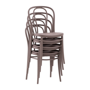 Set di 4 sedie BRISTOL in polipropilene tortora, impilabili